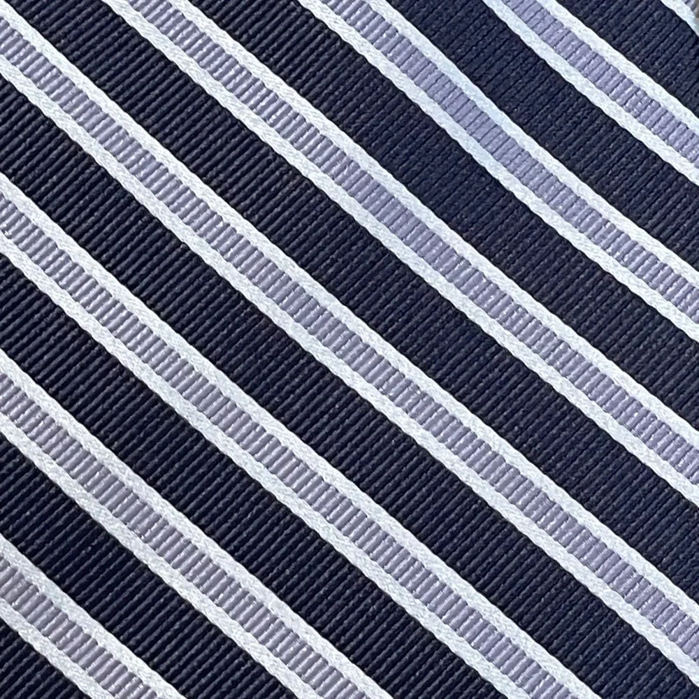 Nordstrom Mens Silk Repp Striped Classic Necktie Navy Gray Silver USA Officewear